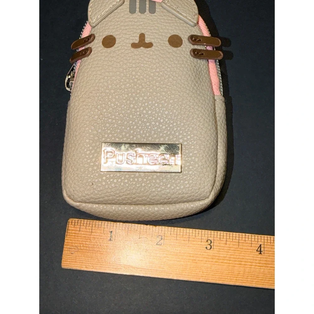 Pusheen the Cat Mini Backpack Keychain Coin Purse Tan Pink Faux Leather - Picture 2 of 8